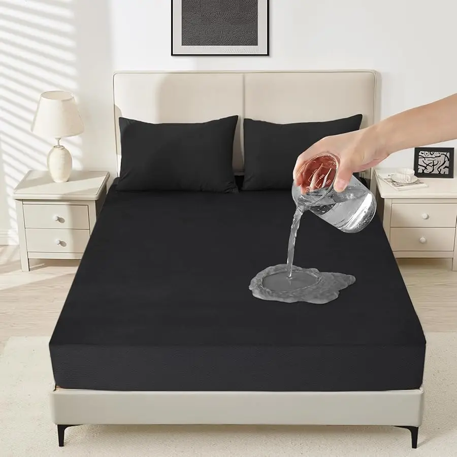 

Waterproof Mattress Protector Queen Size, Noiseless Mattress Co er with 18" Deep Pocket, Bed Bug Proof and Waterproof Fitted She