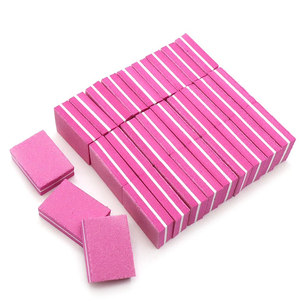 10/20/50Pcs Mini Nail Files 100 To 180 Grit Rose Square Sponge Polishing Files Sanding Buffer File Block Nails Accessories Tools