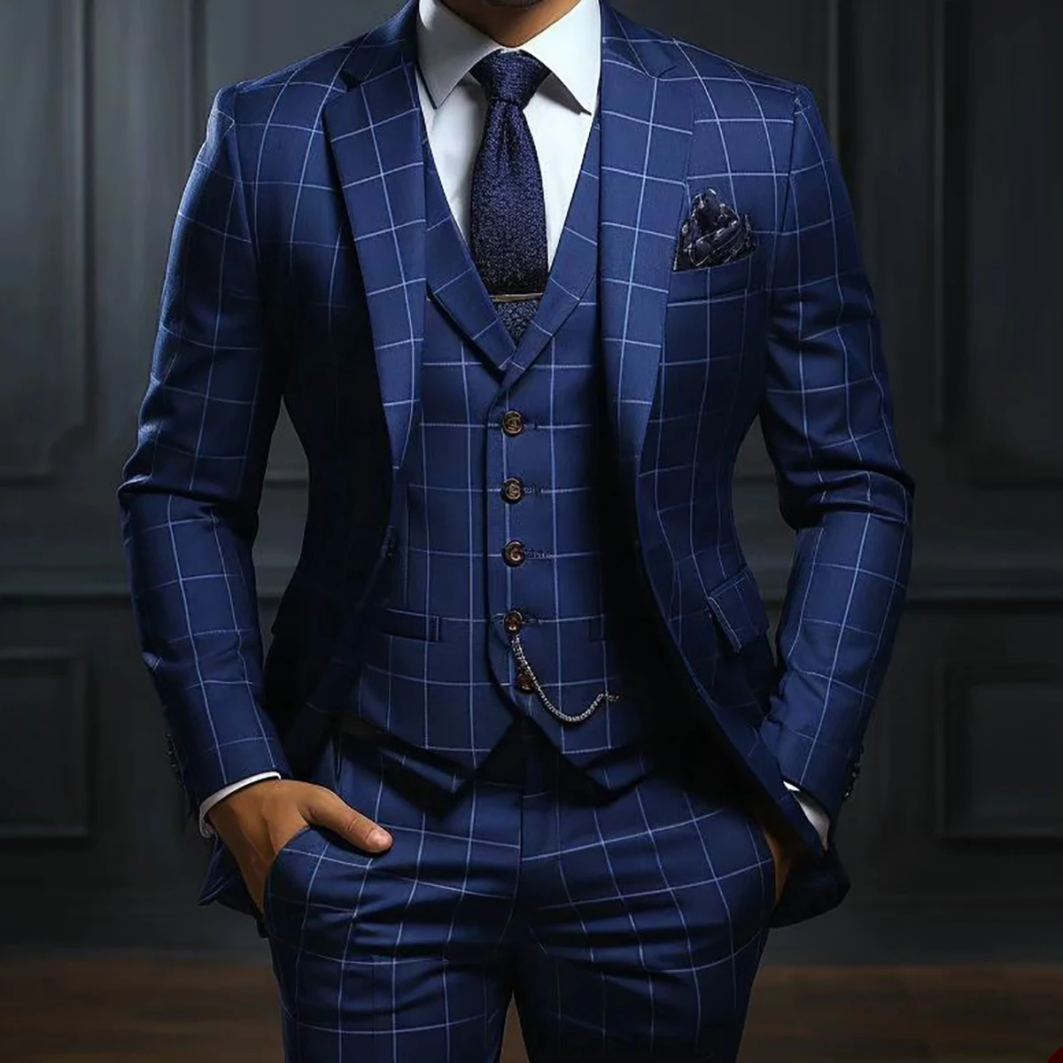 Algodão clássico terno de negócios dos homens, Slim Fit, tamanho personalizado, Tailor-Made, Casamento, Noivo, Formal, tamanho ocasiões, novo, 3 pcs