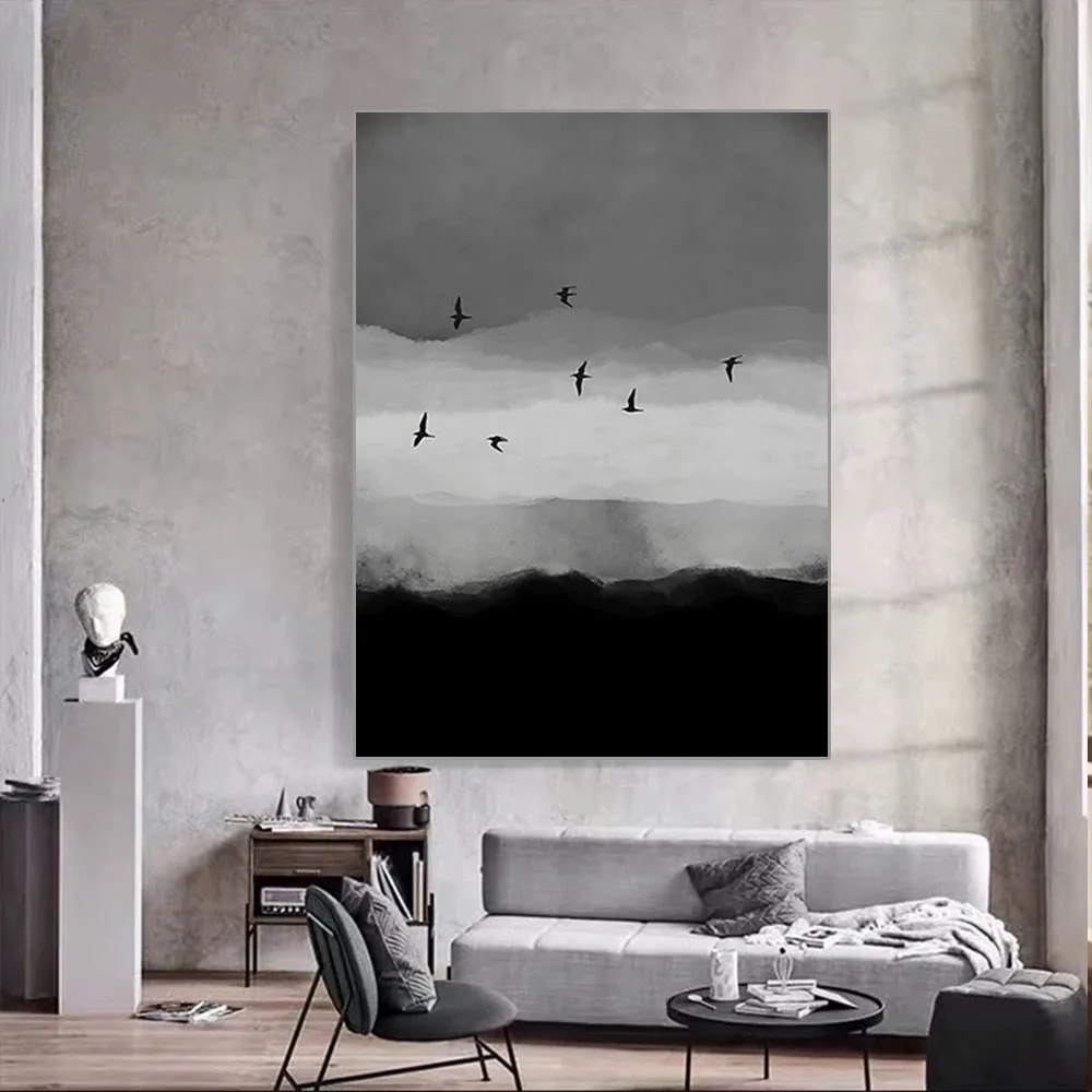 100% رسمت باليد الحديثة عرض البحر قماش صورة رائعة مجردة مشهد النفط اللوحة الشمال جدارية ديكور غرفة المعيشة المنزل