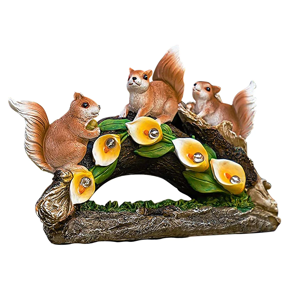 

3 Solar Squirrel Lights Resin Garden Decoration Energy Saving Night Pathway Driveway Yard Patios Outdoor Animals L