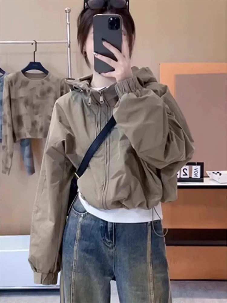 

Уникальная красивая женская куртка-ветровка свободного кроя для молодых женщин, весна 2025, новая коллекция, повседневная, ветрозащитная