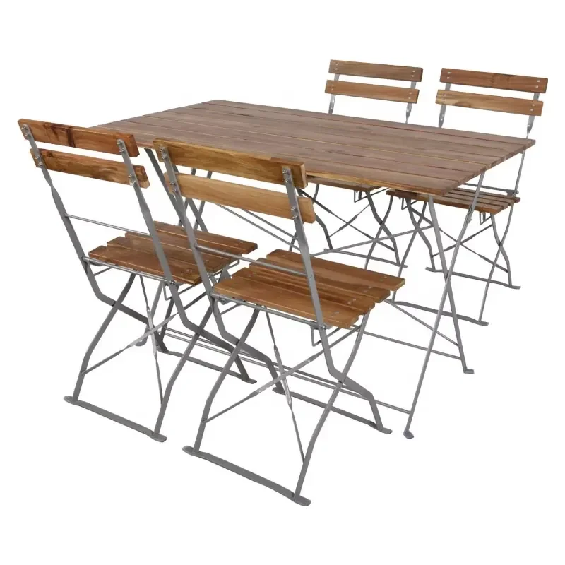 Outdoor Furniture Garden Sets Folding Beer Table Chair Set of 5 Pcs