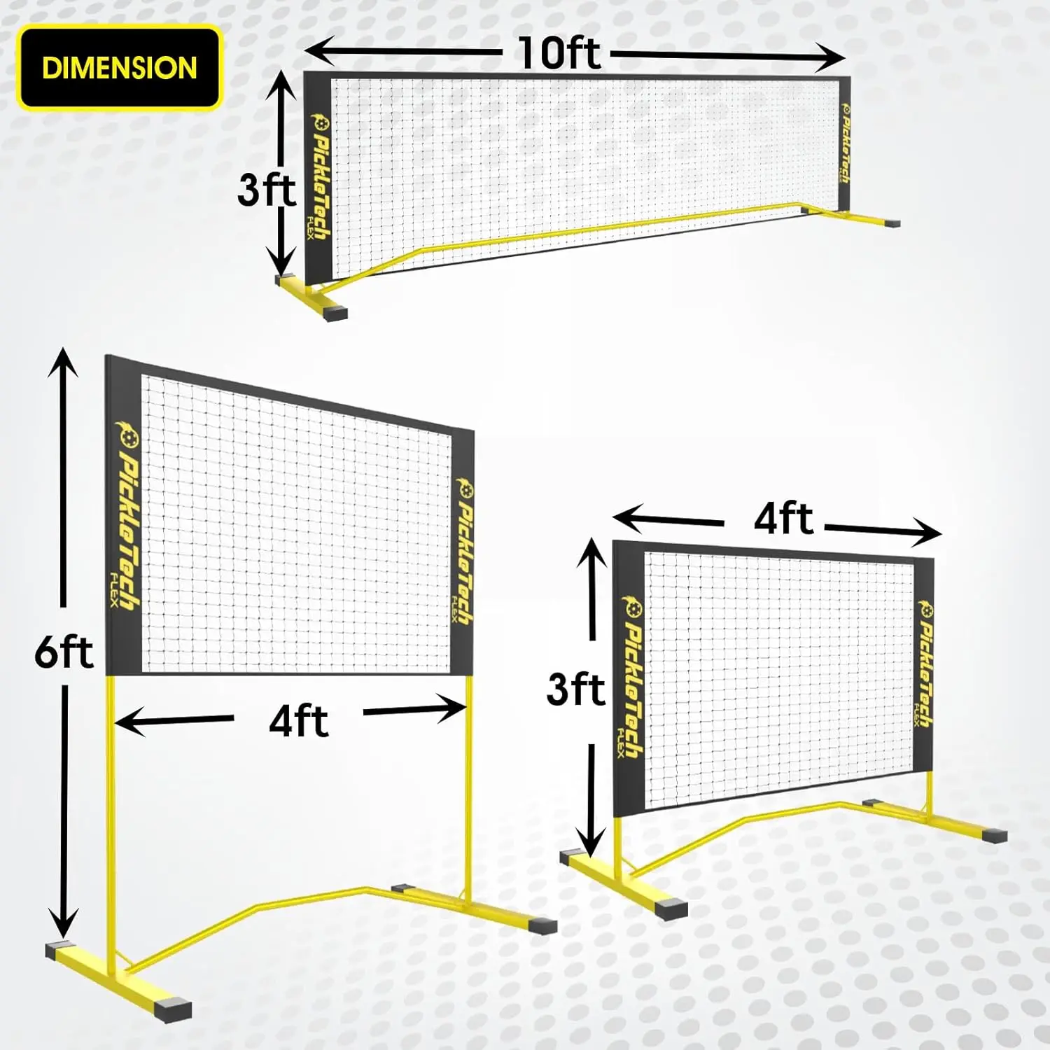 Versione Flex Rete da rimbalzo per allenamento Pickleball Dink da 4 piedi, espandibile fino a 10 piedi per esercitarsi nella rete di altezza di regolazione completamente regolabile