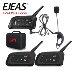EJEAS V4C V6 3 Users Football Referee Intercom Headset 1200M Full Duplex Bluetooth Headphone Soccer Handball Hockey Interphone