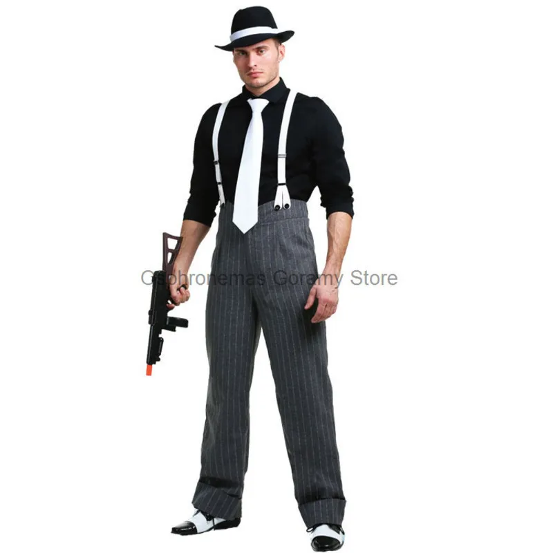 

Halloween Performance Cosplay Costume Movie God Father Character Costume Italian Russian Gangster Boss Suspender Costume