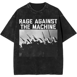 Harajuku Rage Against The Machine Metal Band Merch T Shirts Washed Style for Men Women T-Shirt Fashion Top Tees Streetwear