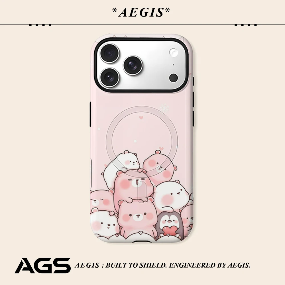 

Pink Bear Cloud Phone Case for IPhone 17 16 15 14 13 Pro Max Plus for Magnetic Single Double-layer Tough Case