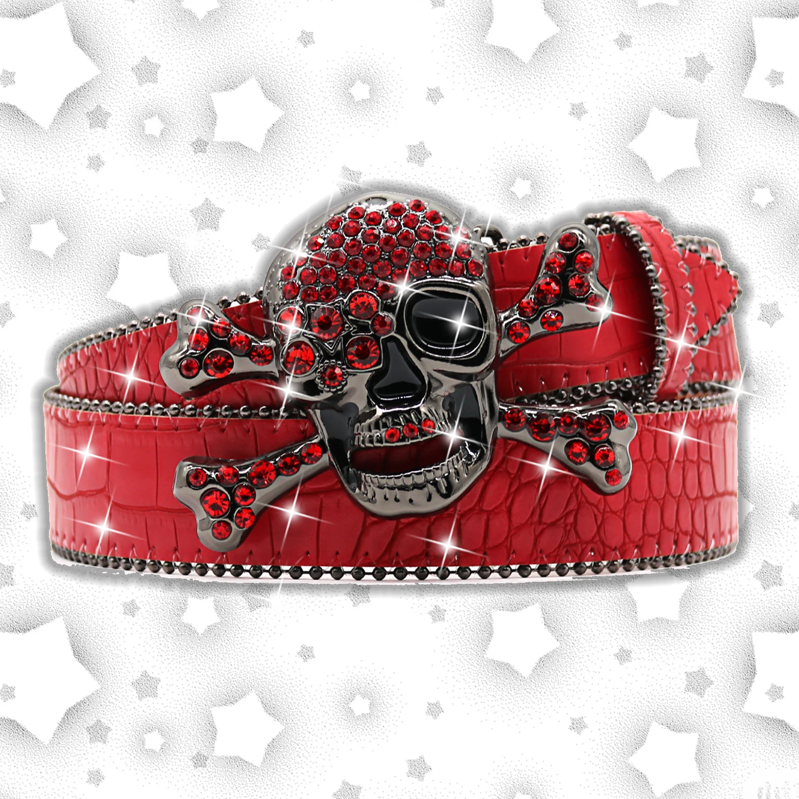 New for Skull rhinestone Belts Western Cowboy Y2K Girls Fashion Belt for Jeans Men Women Leather Strap for rhinestone Belts