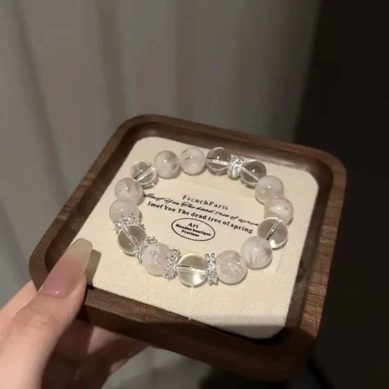 

Natural White Crystal, White Ghost Bracelet, Women's Light Luxury Fashion Bracelet, Gift.