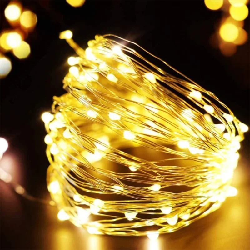 

3M Led String Lights Sliver Wire Fairy Garland Light Christmas Outdoor Lights Chain Wedding Party Christmas Tree Decor Gift