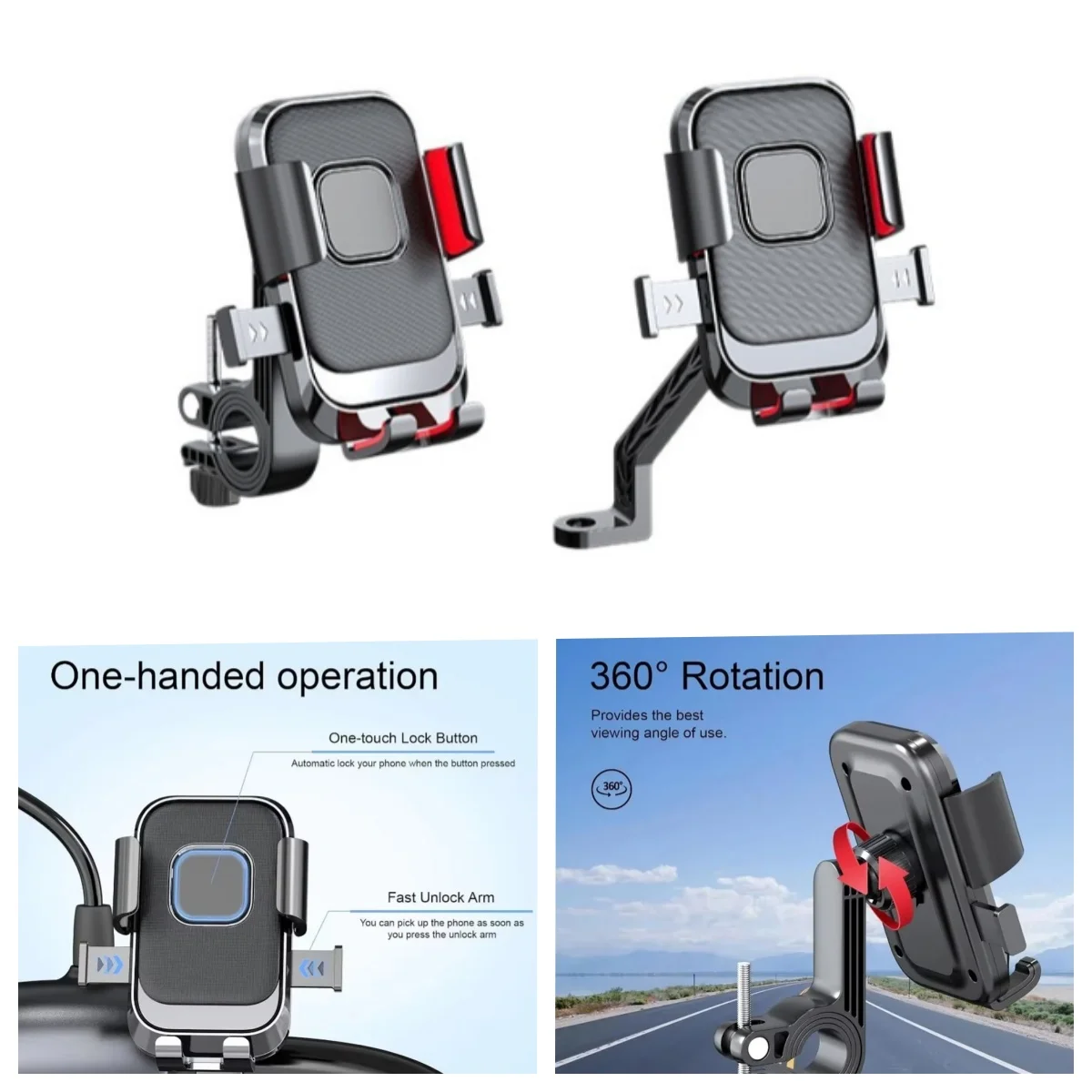 

1 Pcs Motorcycles Phone Holder 360° Rotation Mobile Phone Navigation Bracket Mobile Phone Holder Outdoor Accessories