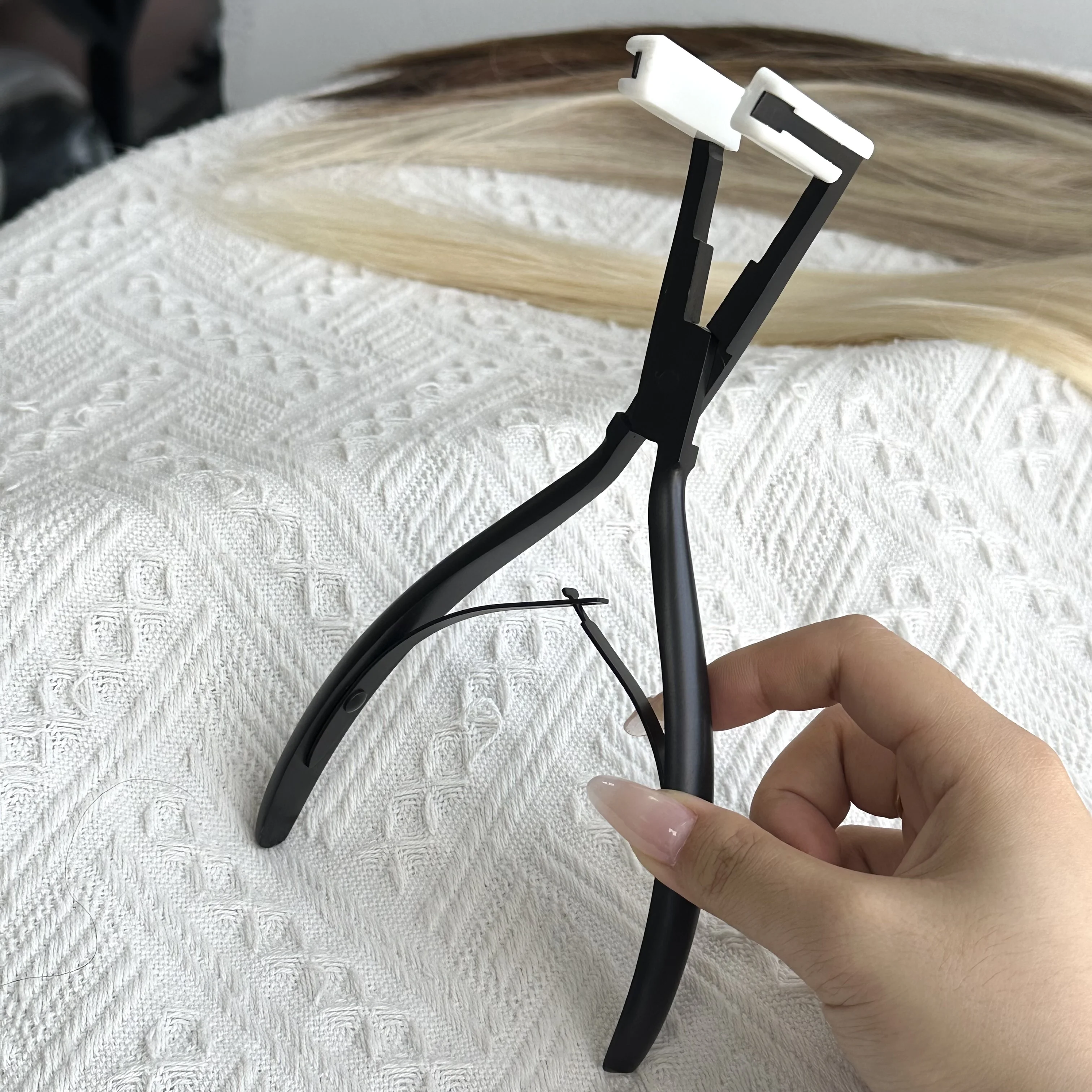 1 قطعة 7 بوصة الفضة الفولاذ المقاوم للصدأ كماشة لشريط الشعر التمديد الشريط ختم كماشة أدوات وصلات شعر الكيراتين