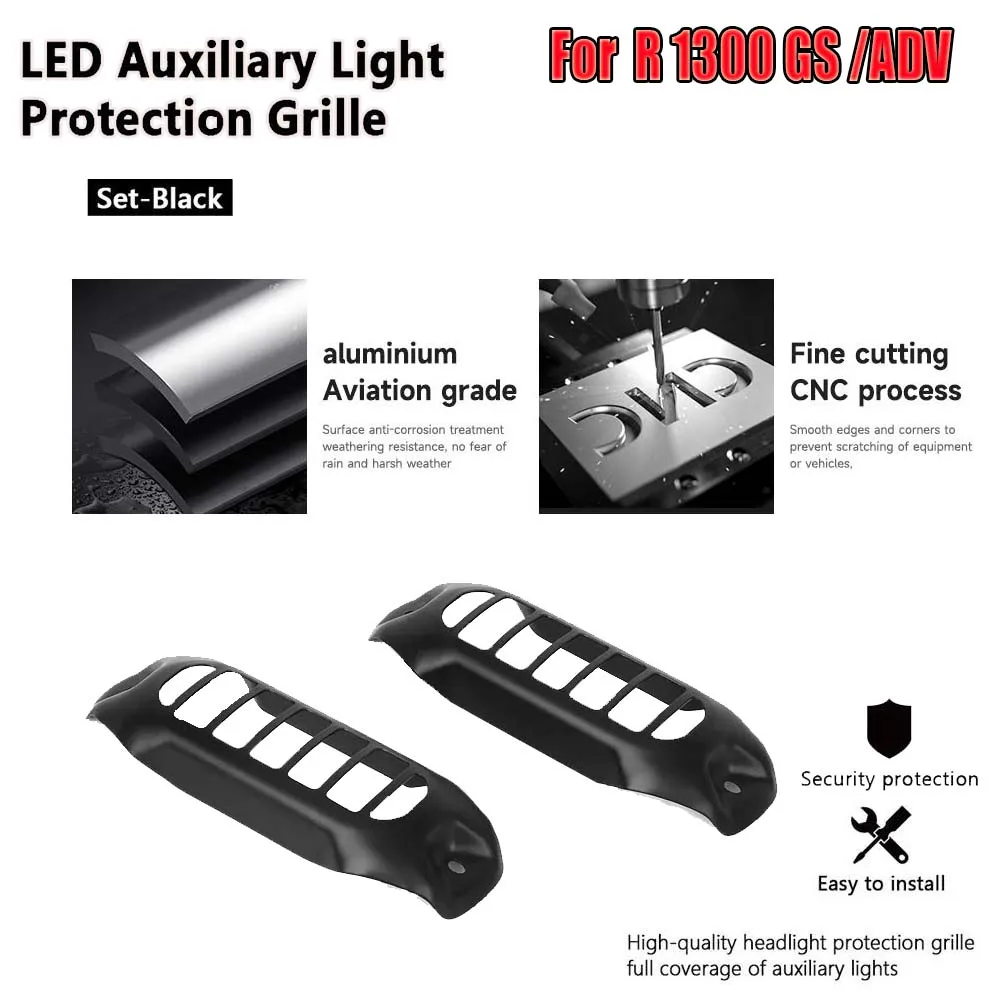 

Motorcycle Accessories LED Auxiliary Light Cover Lamp Protection Guard Grille For BMW R1300GS ADV R 1300 GS Adventure 2024 2025