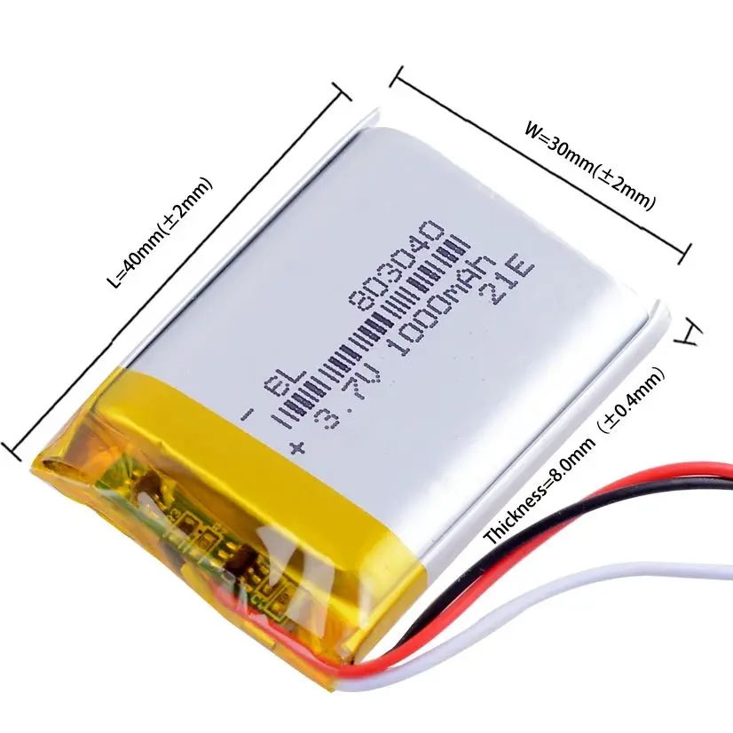3wires  3.7V 1200mAh 103040 Lithium Li-ion Li Polymer Battery 303040 403040 503040 603040 703040 803040 903040 123040