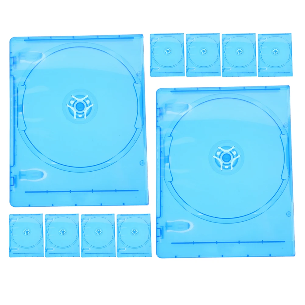 

10pcs CD Disc Organizer Storage Holder Soft Translucent Dvd Packing Boxes PP Travel Boxes Translucent Blue Rectangular