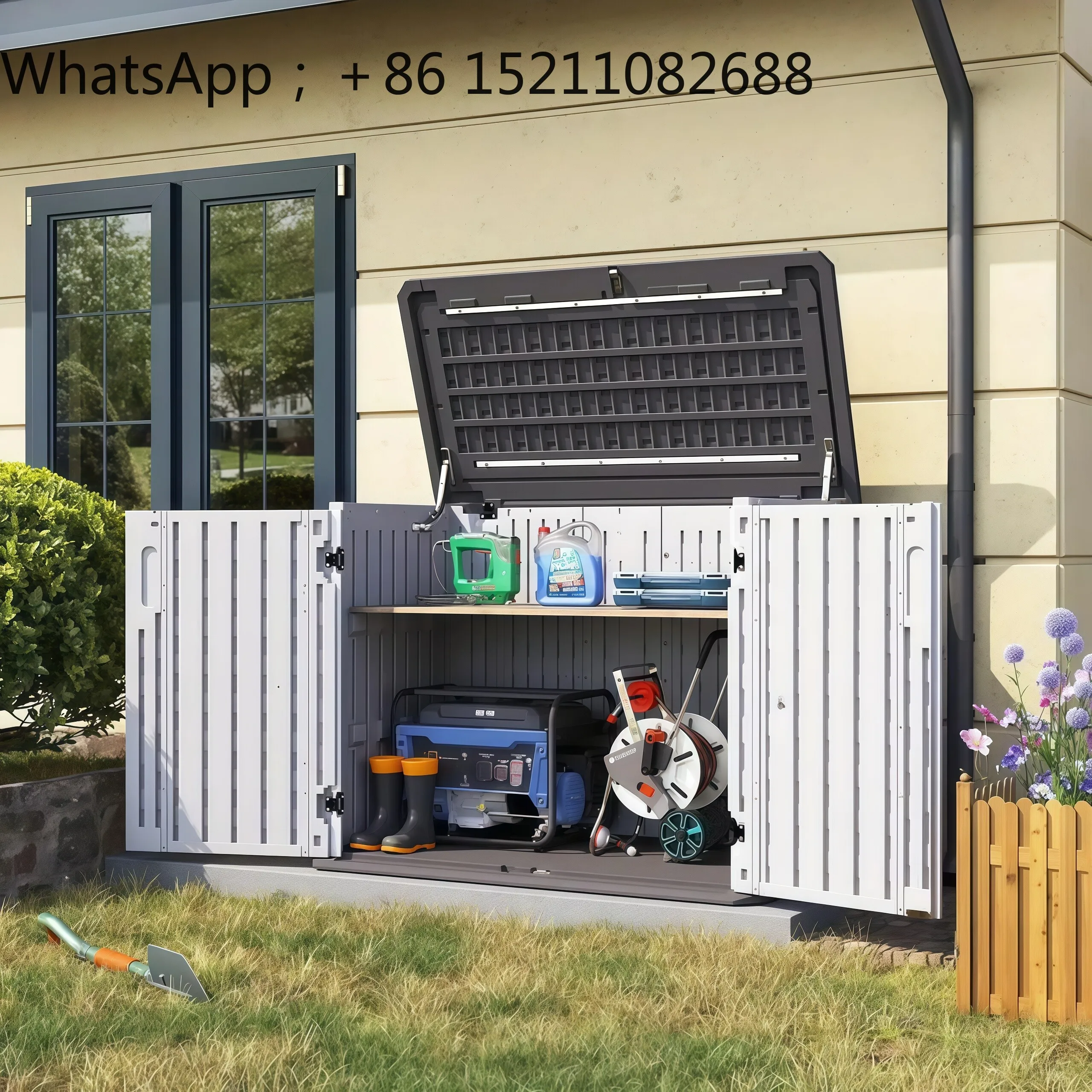 LLY Storage Box Plastic Storage Cabinet Sundries Balcony Outdoor Waterproof Sunscreen Locker Garden Large Toolbox