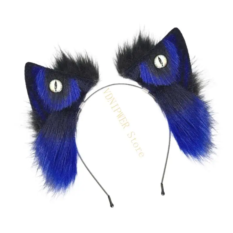 ملحقات تصفيف شعر أذن الذئب، حلقة شعر قابلة للتمدد لجميع القديسين، أزياء تنكرية، زينة شعر أنيمي D08E #3