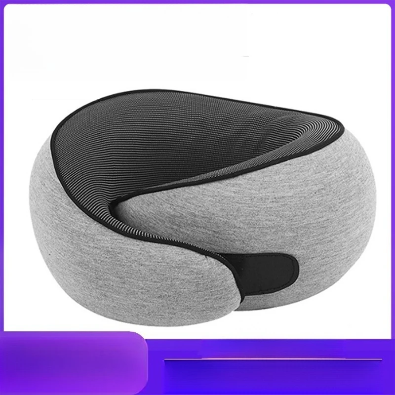 Oreiller de voyage en forme de U pour la protection du cou, en coton à mémoire de forme à rebond lent, portable pour avion