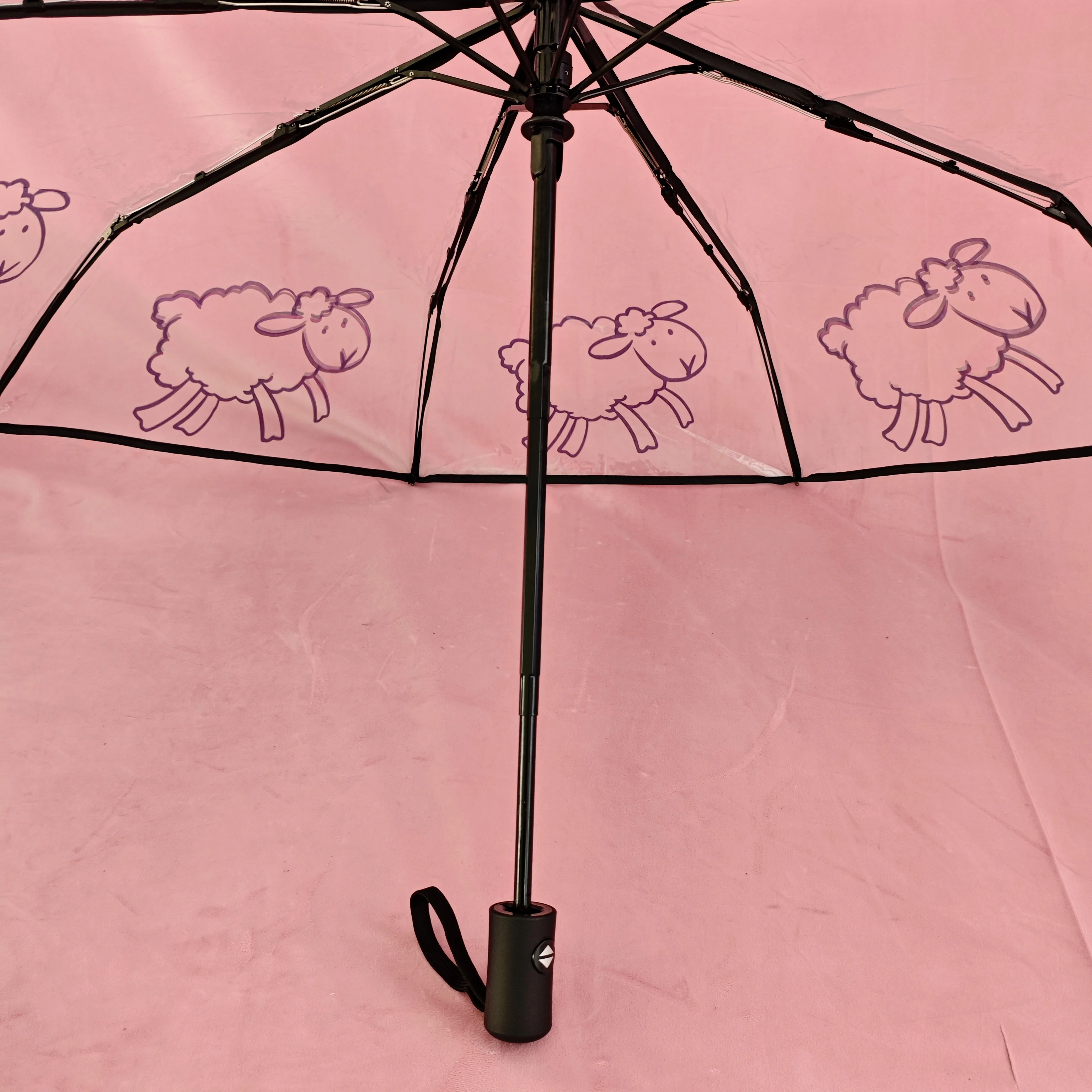 1 Piece of Sheep Pattern Pvc Material Transparent Umbrella, Waterproof and Windproof, Portable Umbrella, Suitable for Travel and Work Clothing