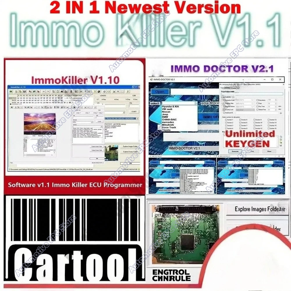 

IMMO DOCTOR V2.1 With Unlimited KEYGEN MULTI BRAND Immo Off Software ECU Chip Tuning+ ImmoKiller V1.10 OBD2 Scanner Car Software
