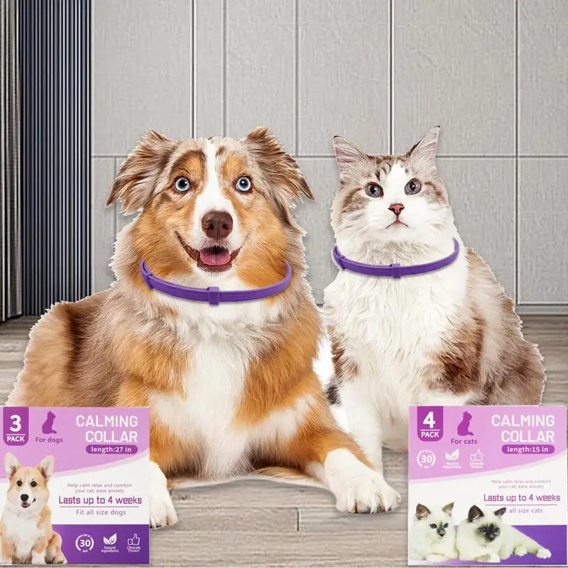 3/4Pcs Cat Calming Collar With Separate Design Adjustable Efficient Pheromones Calming Collars For Cat And Dog