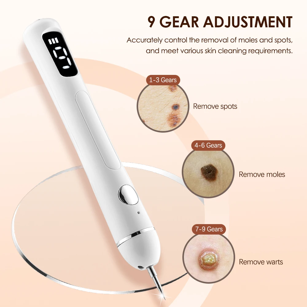 9-speed Mole Pen with Blue Light Remove Freckle Black Mole Wart Spot Granulation Tattoo Painless USB without Leaving Scars Tool