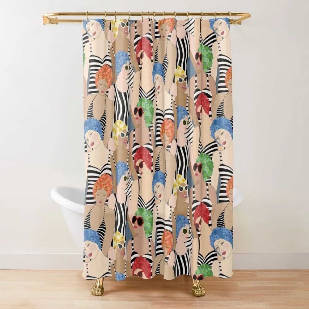 Willow Lake Swim Club Vintage Ladies Bright Shower Curtain Luxury Bathroom Shower Bathroom Accessories Curtain