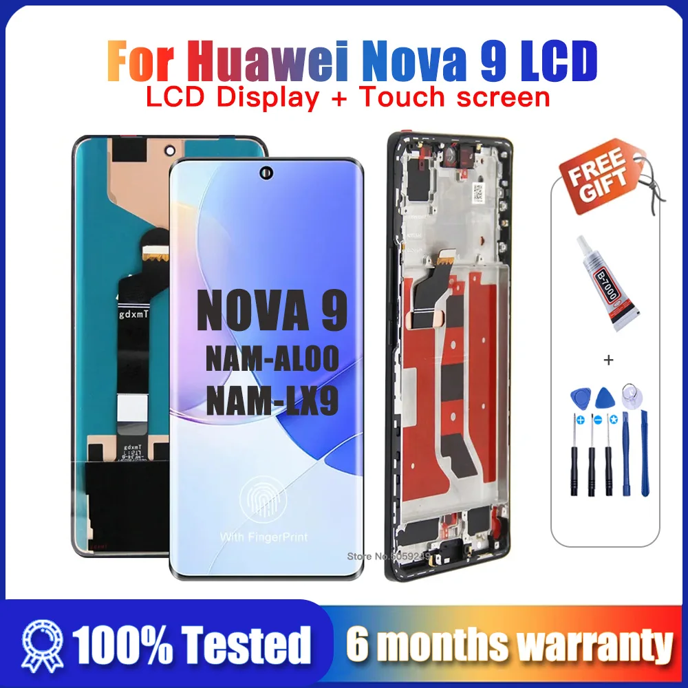 

Оригинальный ЖК-дисплей Nova9 6,57 дюйма для Huawei Nova 9 NAM-AL00, ЖК-дисплей с сенсорным экраном и дигитайзером в сборе, запасные части