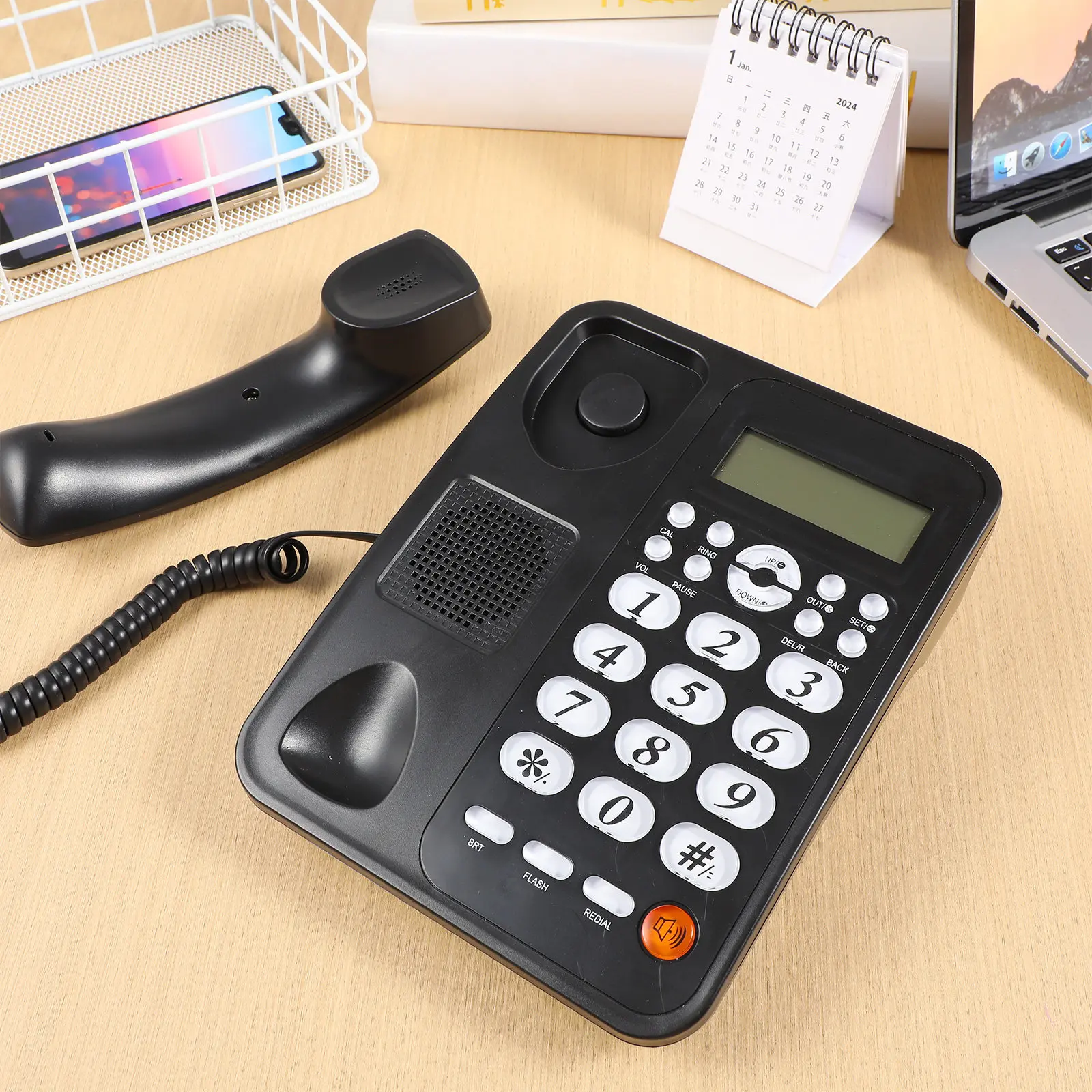 Corded Phone Desktop Telephone Household Telephone Caller Identification Call Reject Forwarding Office Home Phone