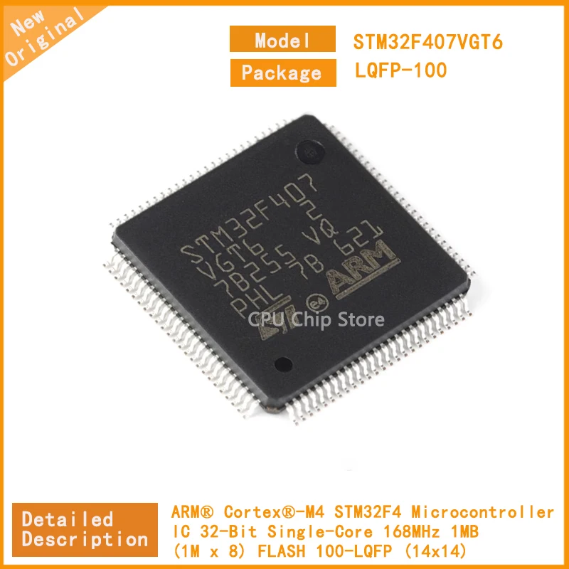 1~5Pcs  New Original  STM32F407VGT6  STM32F407 Microcontroller IC 32-Bit Single-Core 168MHz 1MB (1M x 8) FLASH 100-LQFP (14x14)