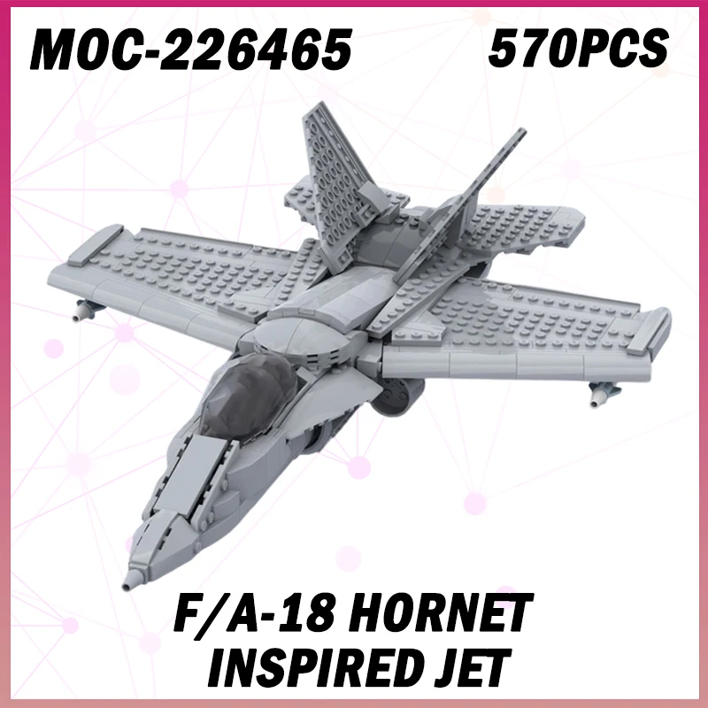 

570 шт. MOC-224178 военная война F/A-18 набор реактивных строительных блоков в стиле шернета, техническая модель для взрослых, набор кирпичей, креативные подарки