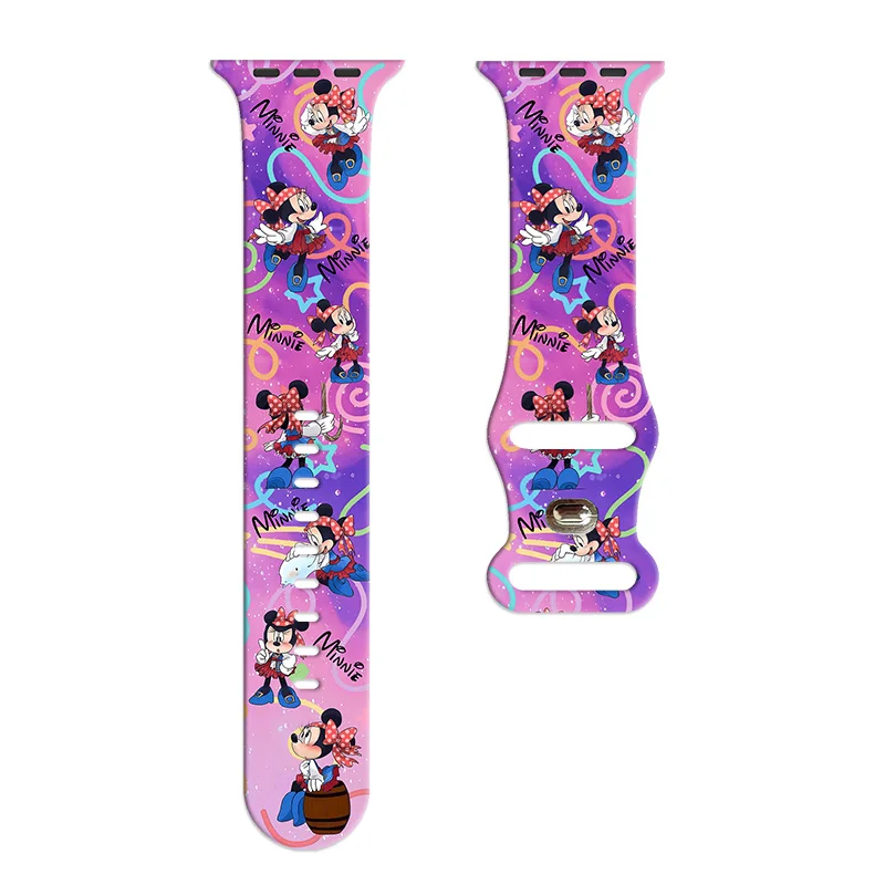 

Ремешок с принтом Минни Стич для Apple Watch 10 9 8 7, силиконовый ремешок, сменный браслет для iWatch 46 мм, 45 мм, 42 мм, 41 мм, ремешок для часов