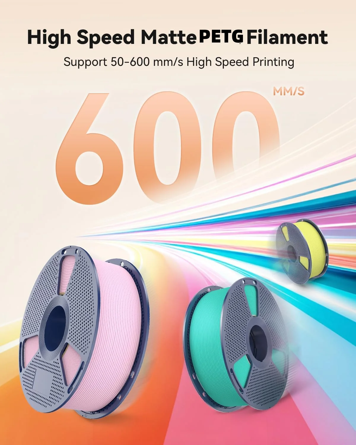 Image of JAYO 10 Rollen Hochgeschwindigkeits-Matt-PETG 3D-Drucker-Filament, hohe Durchflussgeschwindigkeit 50-600 mm/s, Matteffekt PETG 3D-Druckmaterialien für 3D-Drucker & 3D-Stifte