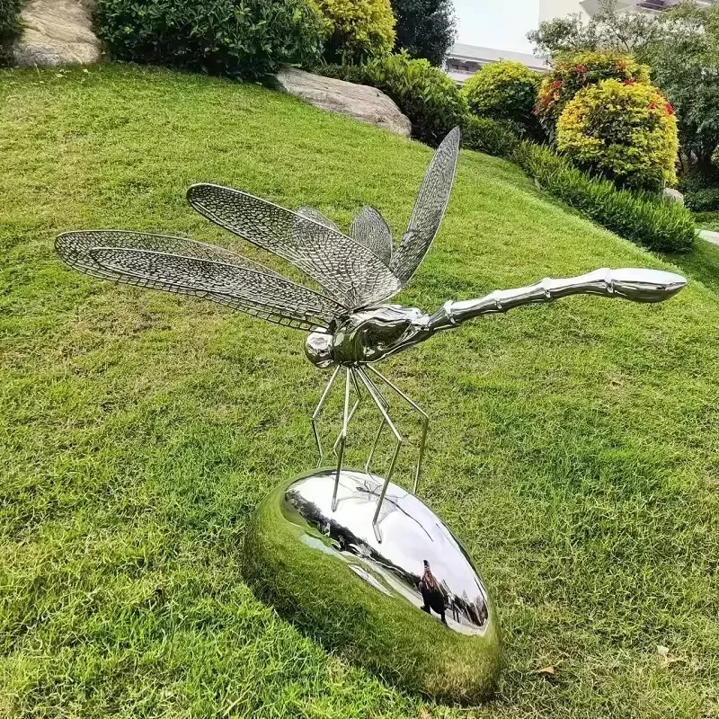

Garden decoration Garden community decoration Stainless steel electroplated dragonfly sculpture