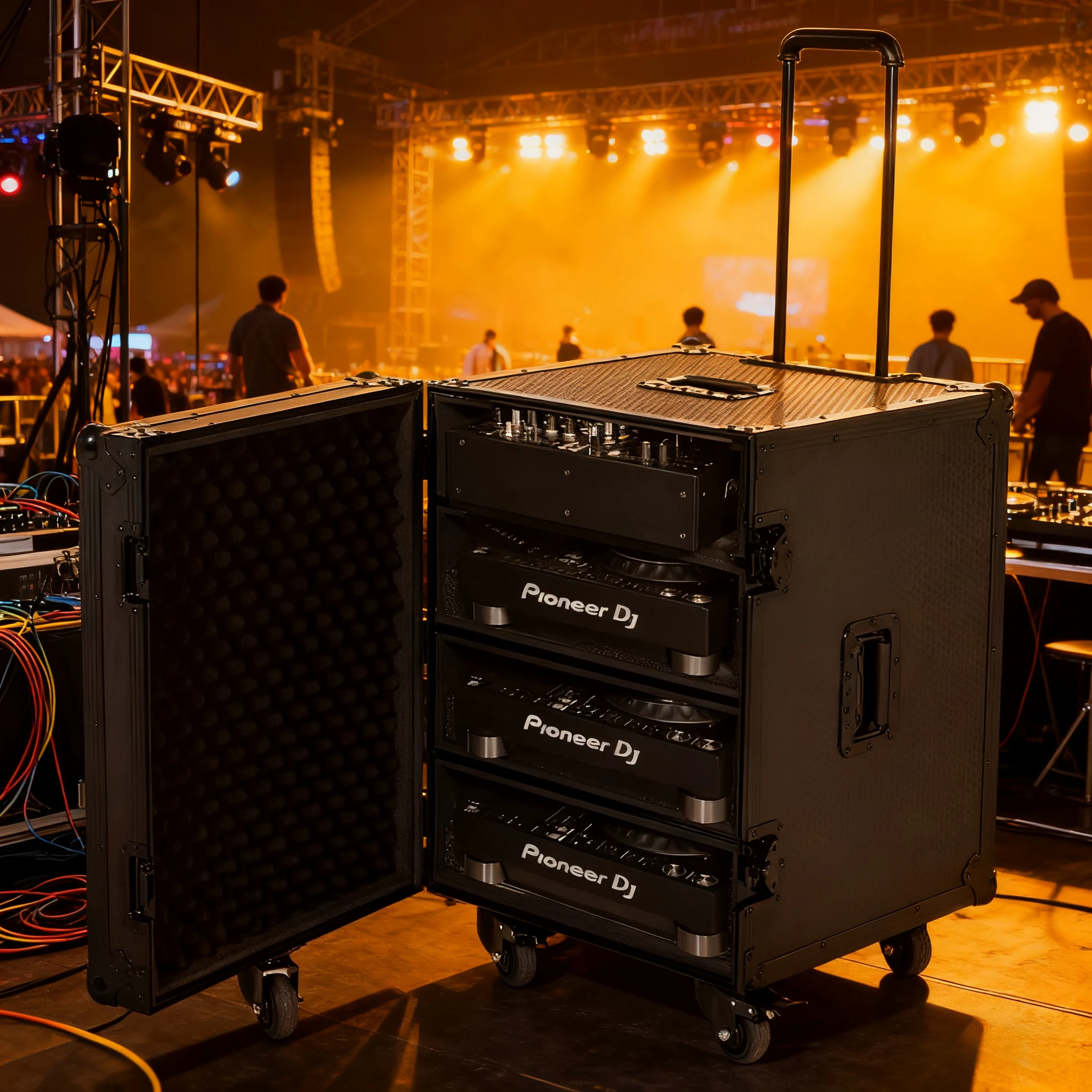 

All Black Aluminum Trolley 4 CDJ/ Mixer Dj Flight case