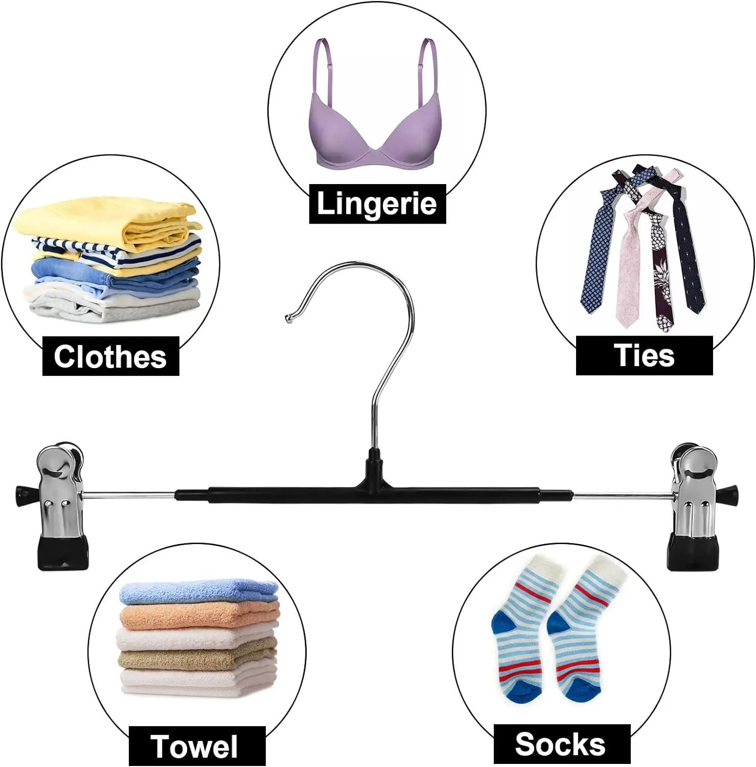 Pants Hangers with Clips Adjustable Skirt Hangers for Women Non-Slip Trousers Hanger for Heavy Duty Space Saving Shorts Hangers