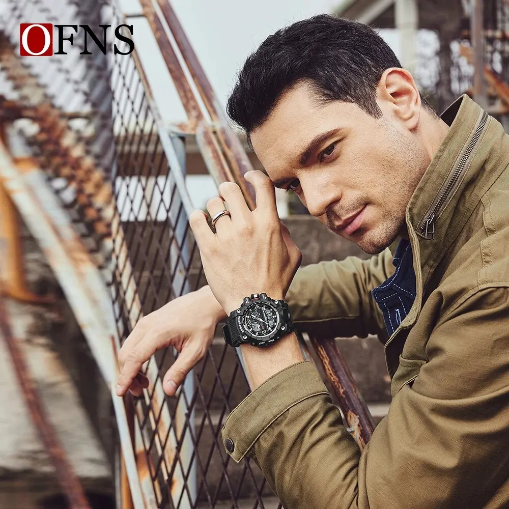 OFNS Top Brand G Style Military Watch Men Multifunction LED Digital Sports Watches Mens Waterproof Electronic Quartz Wristwatch