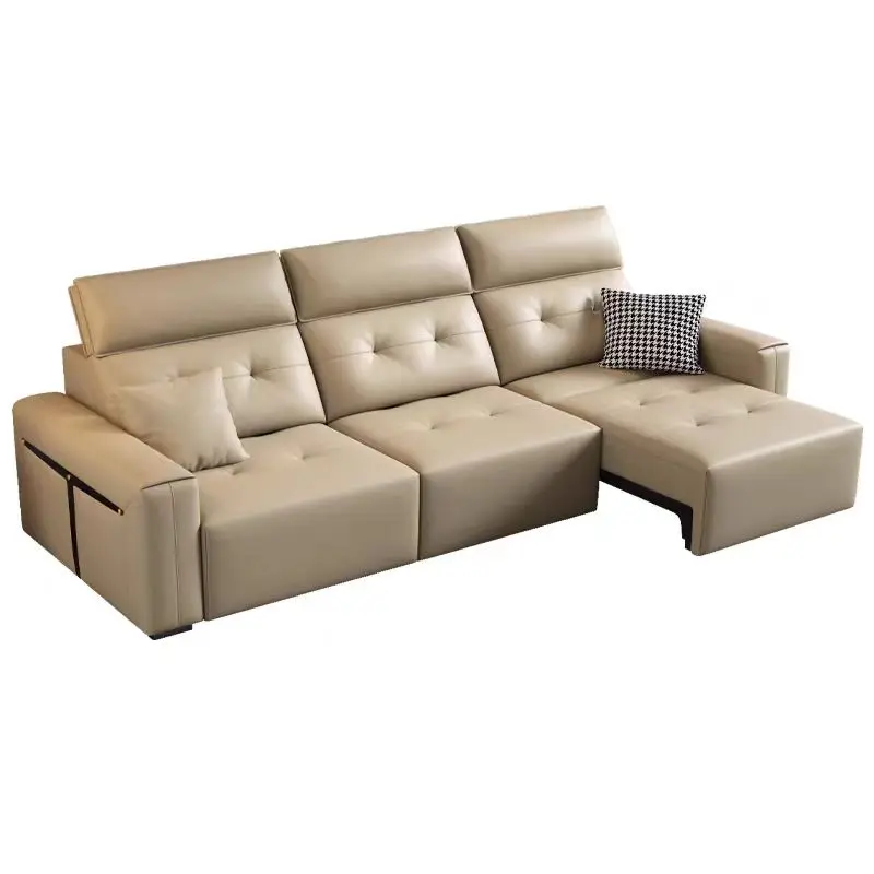 ！@Luxury High-end Cheap Price Italian Minimalist Leather Sofa Set Wholesale Price Electric Modular Retractable Sofas