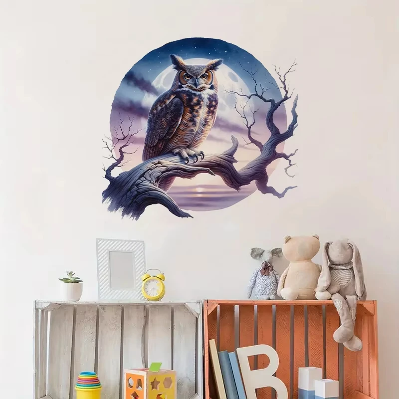 Great Horned Owl Self-Adhesive Toilet Stickers,Wall Decal Removable, Reusable Vinyl Car Sticker for Toilet Lid Decoration M1666