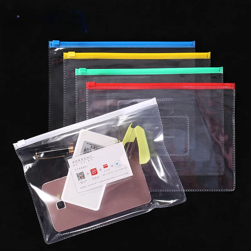 

9pcs File Bag Transparent School Student Plastic A4 A5 A6 Documents Filing Storage Bag Organizer Information Pocket Folders