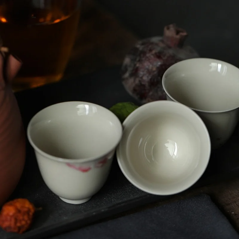 ★Jingdezhen High-Grade Ceramic Tea Set Pure Hand Drawing Pastel Peony Enamel Craft Kung Fu Tea Cup Fragrant Women