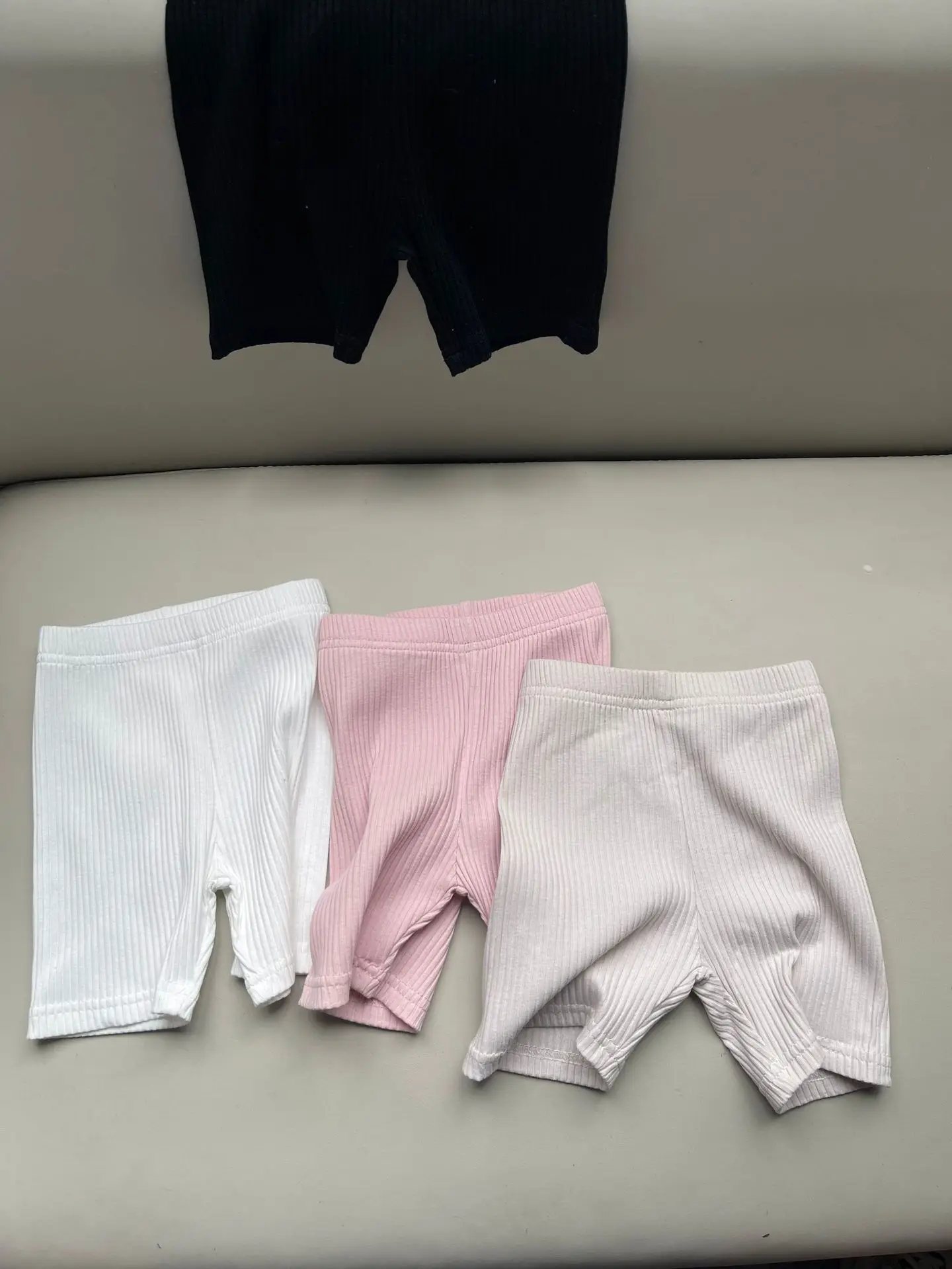 2025 Summer New Baby Girl Solid Ribbed Leggings Cotton Infant Toddler Casual Shorts Solid Children Girls Versatile Elastic Pants