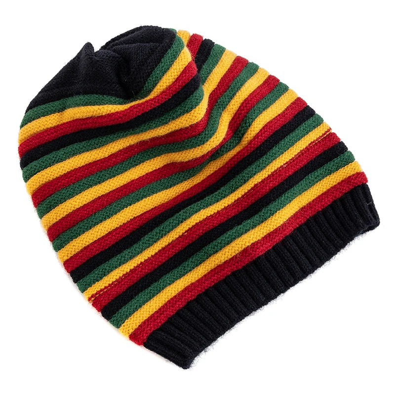 New Women Slouchy Winter Hats Keep Warm Beanie Hat Striped Design Casual Knitted Cap