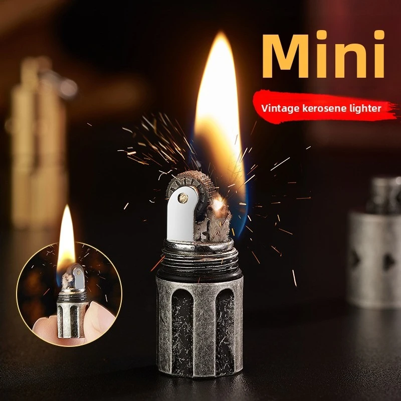 

Mini Retro Grinding Wheel Lighter Compact Mini Exquisite Metal Lighter Portable Outdoor Small Tool