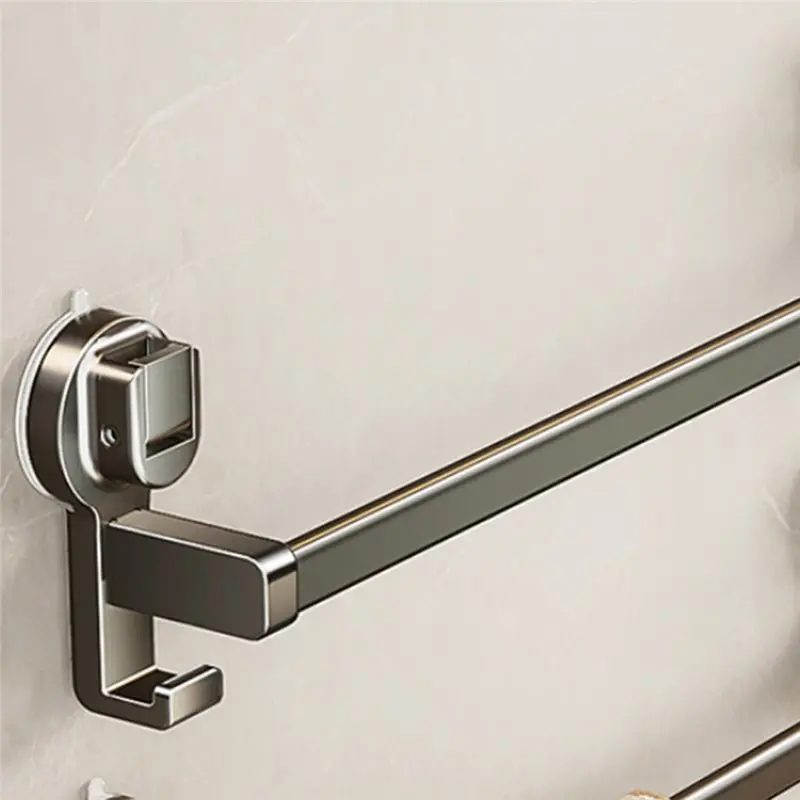 【FLASH-SALE!】Bathroom Punch-Free Suction Cup Towel Rack Gray Double-Pole Wall-Mounted Towel Storage Rack