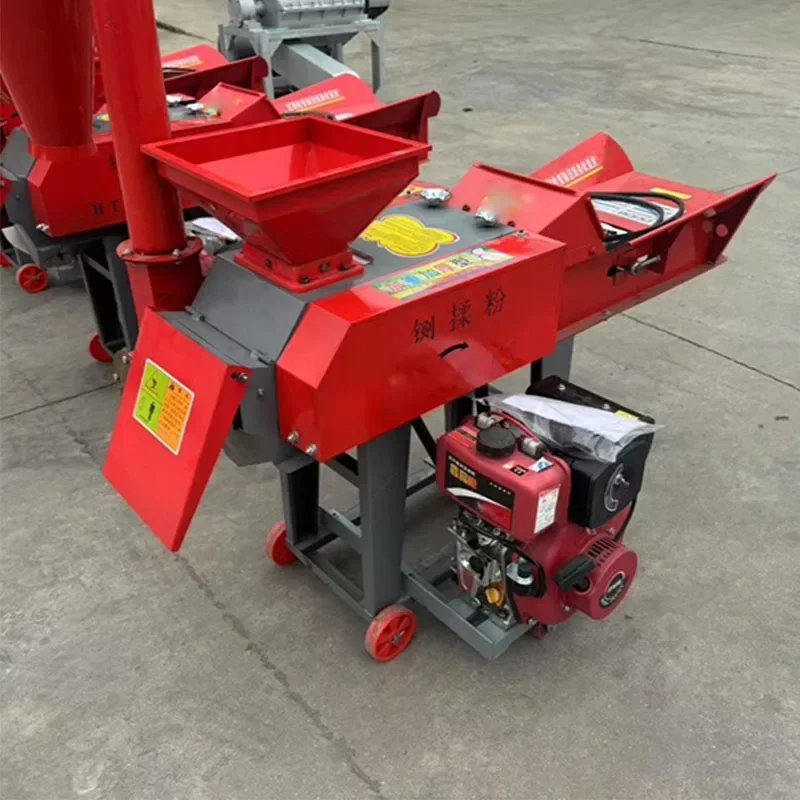Mobile Chaff Cutter & Grain Crusher Integrated Machine Multi-function Straw Shredder for Livestock Feed Processing