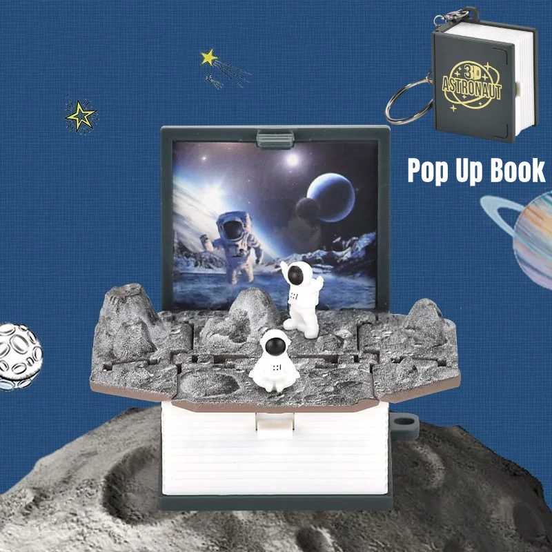 3D Foldable Book Mysterious Space World Astronaut Keychain Pop Up Box Surprise Toy Puzzle Unique Birthday Gift Jack-in-The-Box