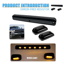 3PC Smoke Cab Roof Running Amber Side Clearance Dome LED Lights For Chevy Silverado G/M C Sierra 07-13 Auto Warning Drving Lamp