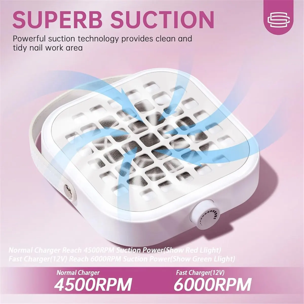 

(A25M) Nail Powder Collector Mini C Type Dust Collector Fan Powerful Vacuum Cleaner Manicure Pedicure Tool
